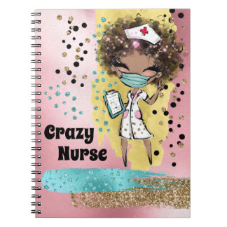 Cuaderno Enfermero lindo con máscara purpurina de confeti o