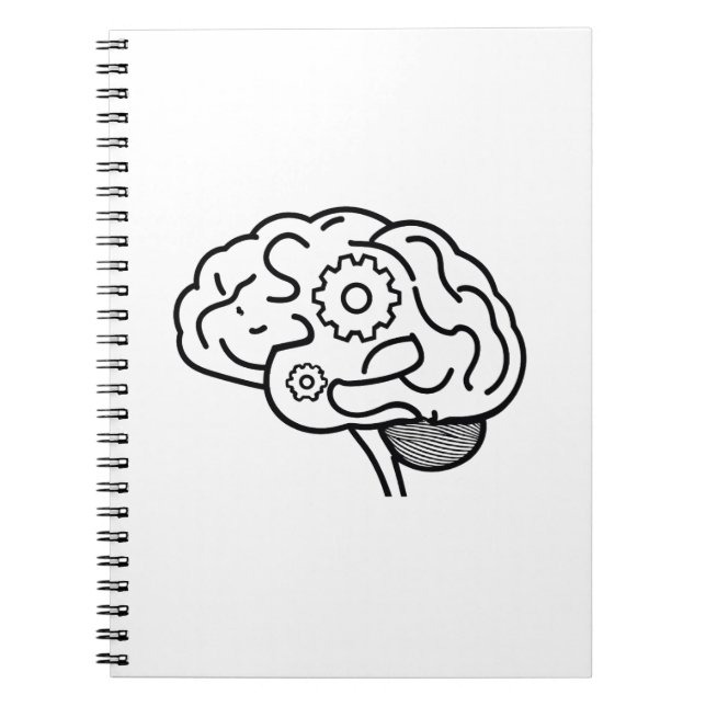 Cuaderno Engranajes Cerebrales Arte de Línea Mentalidad Emp (Frente)