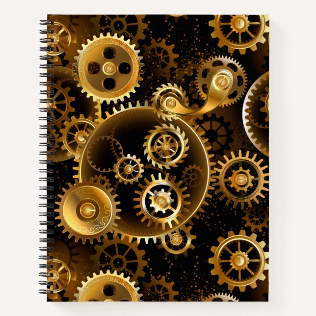 Cuaderno Engranajes de latón Steampunk sin costuras (Anverso)