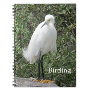 Cuaderno enlazado a espiral de egret de nieve