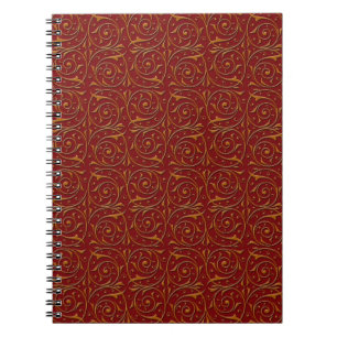 Cuaderno Enredaderas florales elegantes rojas y doradas