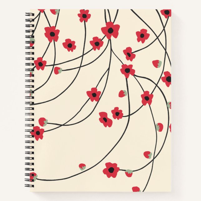 Cuaderno Enredado en flor Carmesí Rojo Vainilla Cálida  (Anverso)