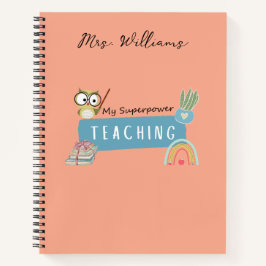 Cuaderno Enseñando mi superpotencia y arcoiris, manzana roj