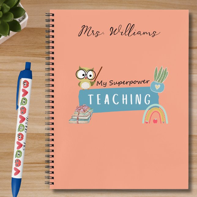 Cuaderno Enseñando mi superpotencia y arcoiris, manzana roj (Subido por el creador)