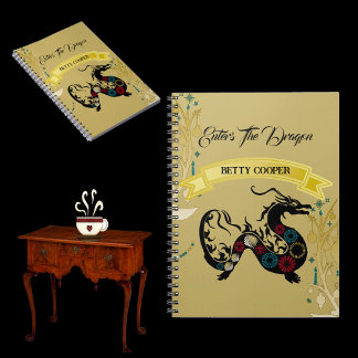 Cuaderno Entra En La Escuela Dragón Decorativa Floral Motif