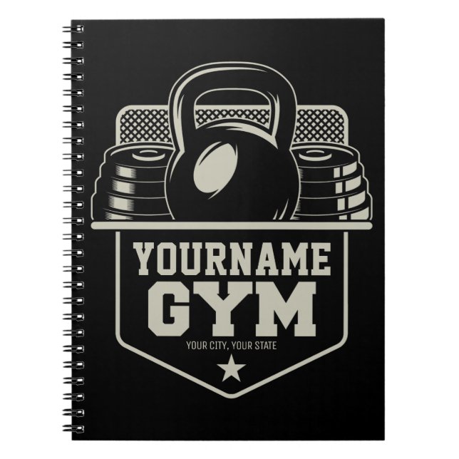 Cuaderno Entrenador de fitness de Kettlebell para el GIMNAS (Frente)