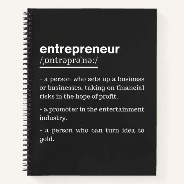 Cuaderno Entrepreneur Definition Funny Business Owner Gift (Anverso)