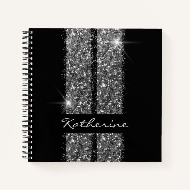 Cuaderno Entusiasta de Carreras de coches de plata negra pe (Anverso)