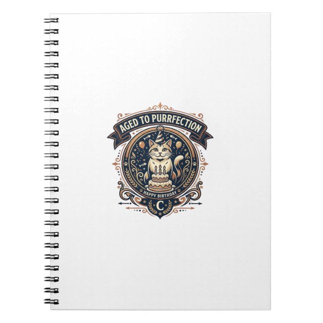 Cuaderno Envejecido a la purrfección Cumpleaños de gato Eda (Frente)