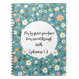 Cuaderno Ephesians 2:8 Christian Spiral Photo Notebook