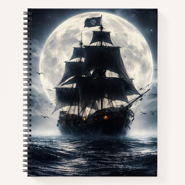 Cuaderno Epic Pirate Ship Moon Notebook – Dark Ocean Pirate (Anverso)