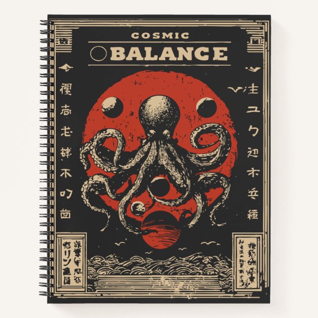 Cuaderno Equilibrio Octopus Ukiyo-e | Arte de armonía cósmi (Anverso)