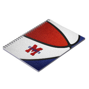 Cuaderno equipo azul rojo colores chicas baloncesto masculi