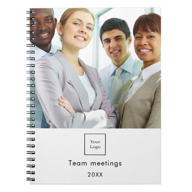Cuaderno Equipo blanco con logotipo de fotos empresariales (Frente)