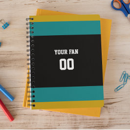Cuaderno Equipo de fútbol negro, Verde azulado y de oro per