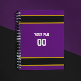 Cuaderno Equipo de fútbol púrpura y negro personalizado