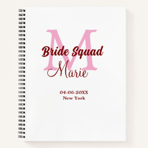 Cuaderno Equipo de la novia agregar nombre monograma dama d