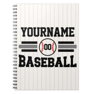 Cuaderno Equipo de NOMBRE del jugador de béisbol retro pers