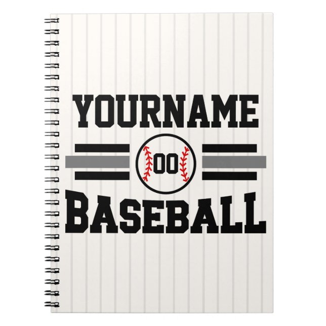 Cuaderno Equipo de NOMBRE del jugador de béisbol retro pers (Frente)