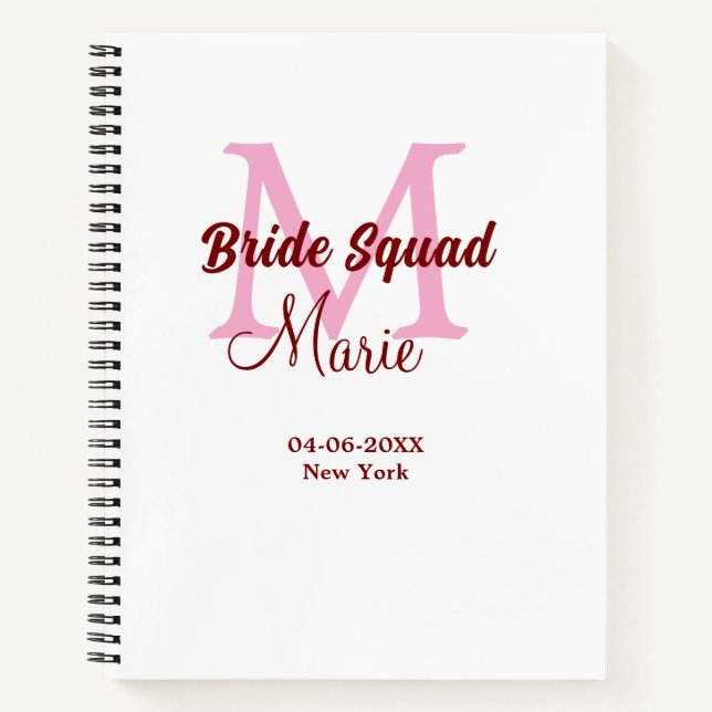 Cuaderno Equipo de novia agregar nombre monograma dama de h (Anverso)