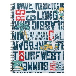Cuaderno Equipo de Surf de California: Grunge Seamless Patt