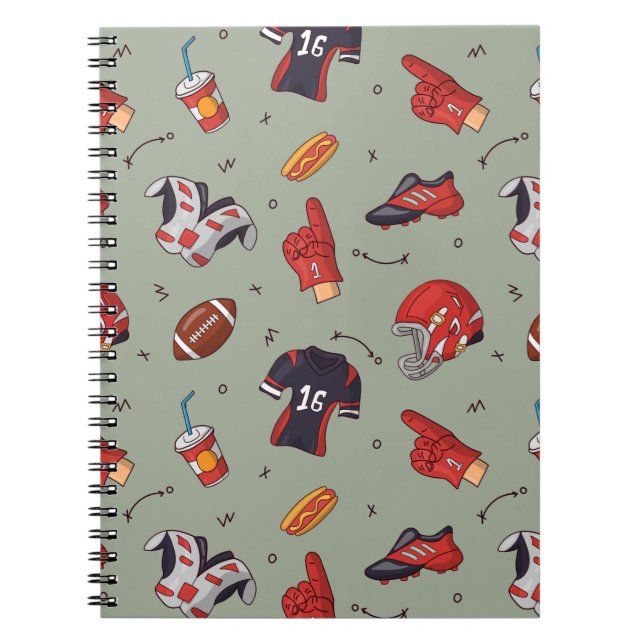 Cuaderno Equipo deportivo de fútbol con patrón de comida (Frente)