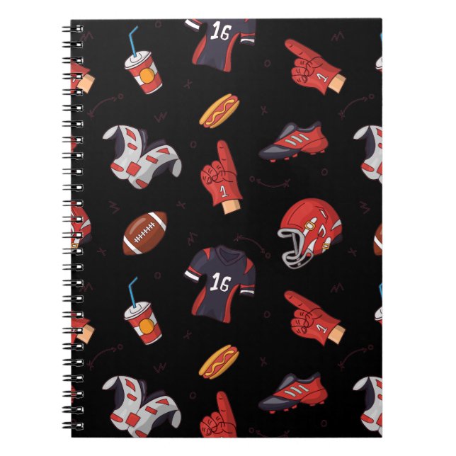 Cuaderno Equipo deportivo de fútbol con patrón de comida (Frente)