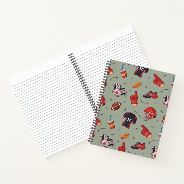 Cuaderno Equipo deportivo de fútbol con patrón de comida (Interior)