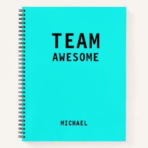 Cuaderno Equipo Increíble Aqua Nombre Personalizado