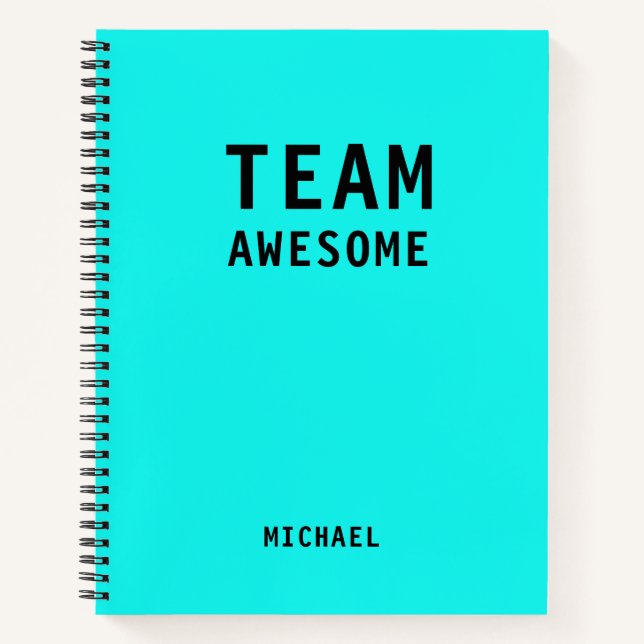 Cuaderno Equipo Increíble Aqua Nombre Personalizado (Anverso)