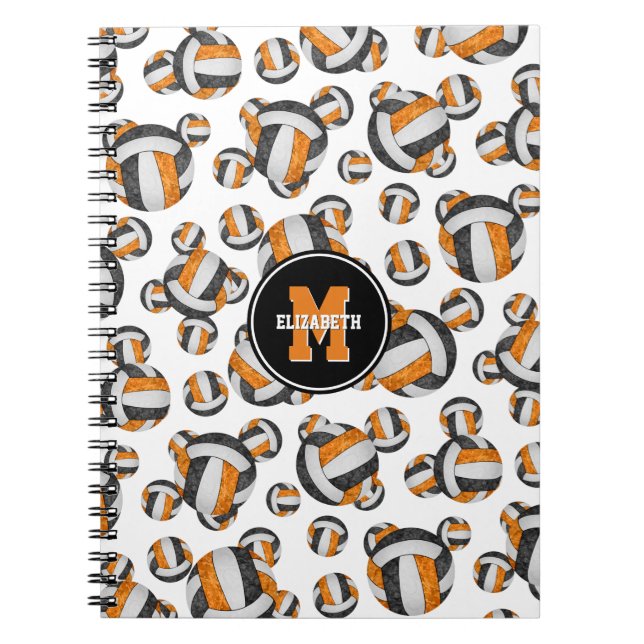 Cuaderno equipo naranja negro colores chicas voleibol depor (Frente)