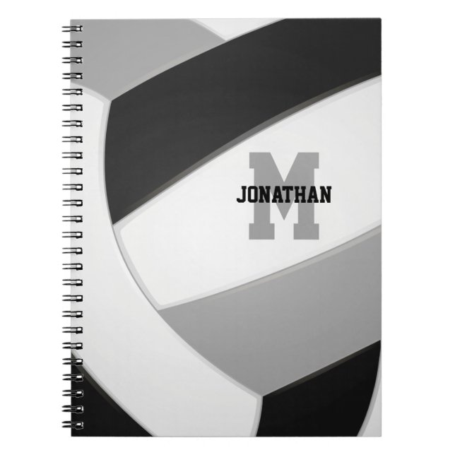 Cuaderno equipo negro gris colores chicas voleibol masculin (Frente)