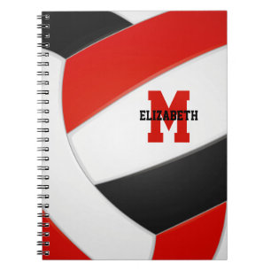 Cuaderno equipo negro rojo colores chicas voleibol masculin