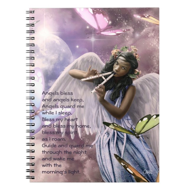 Cuaderno Equipo portátil Angel con mariposas Personalizado (Frente)