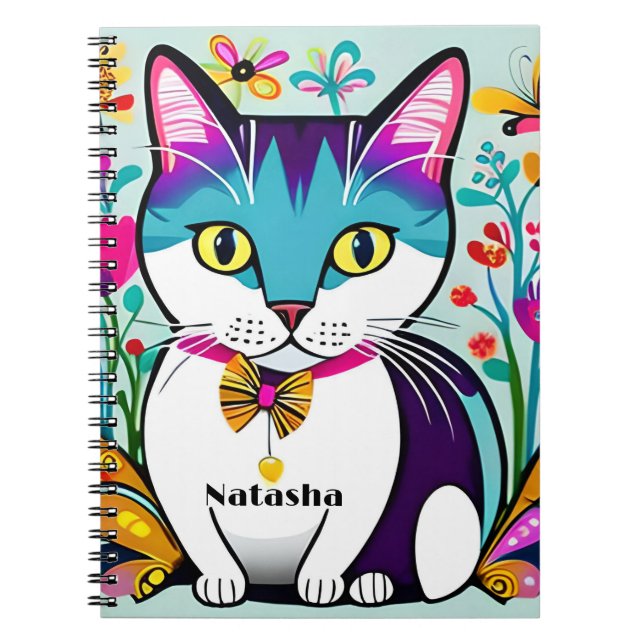 Cuaderno Equipo portátil de diseño de gato personalizado pa (Frente)