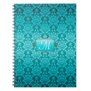 Cuaderno Equipo portátil elegante Aqua Damask