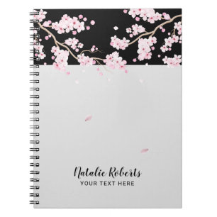 Cuaderno Equipo portátil elegante con flores de cerezo