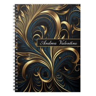 Cuaderno Equipo portátil elegante de patrón negro y oro