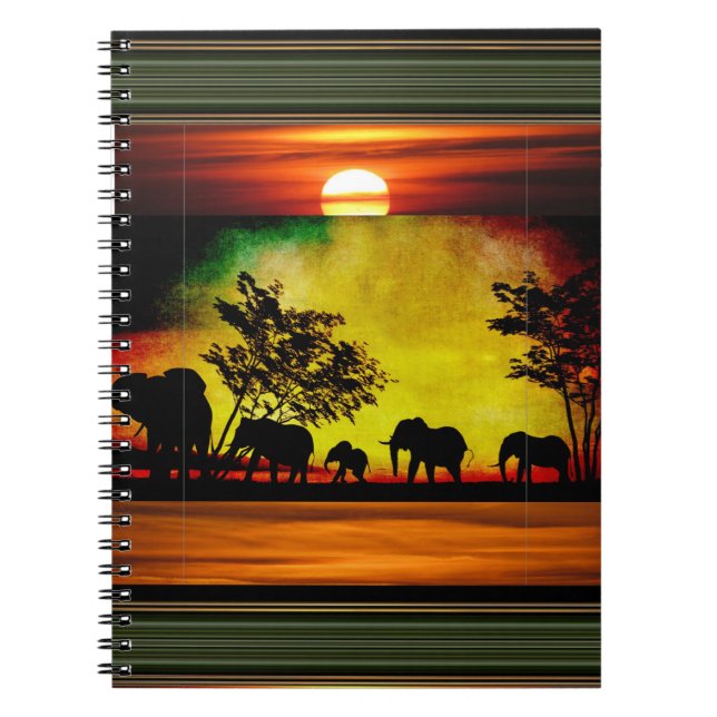 Cuaderno Equipo portátil Elephants Sunset (Frente)
