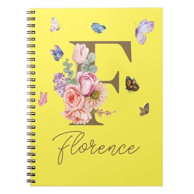 Cuaderno Equipo portátil inicial elegante para mariposa (Frente)
