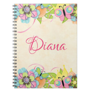 Cuaderno Equipo portátil personalizado con flor de maripos