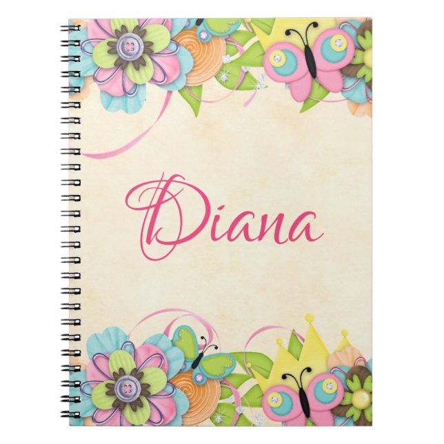 Cuaderno Equipo portátil personalizado con flor de mariposa (Frente)