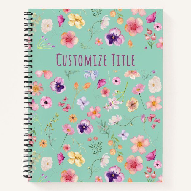 Cuaderno Equipo portátil Petal Breeze - Personalizado verde (Anverso)