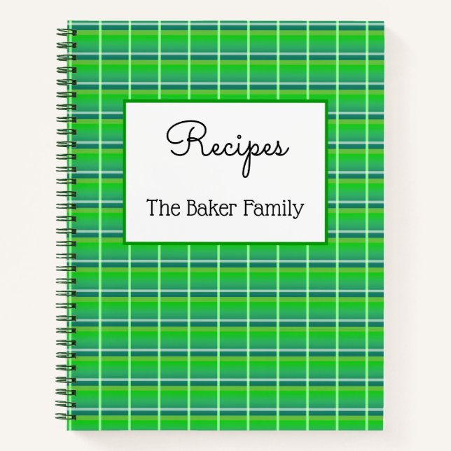 Cuaderno Equipo portátil Retro Green Plaid Personalizado Fo (Anverso)