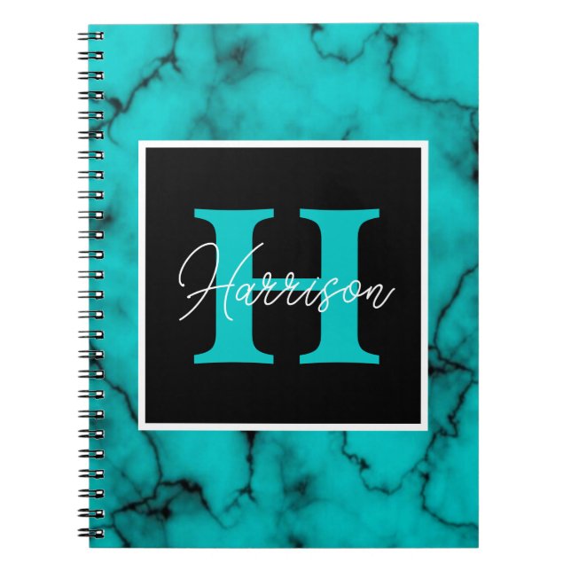 Cuaderno Equipo portátil sofisticado de mármol turquesa (Frente)