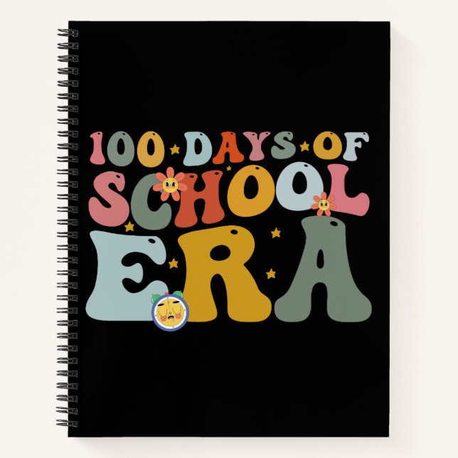 Cuaderno  Era de 100 Días de Escuela Groovy Maestra Niños (Anverso)