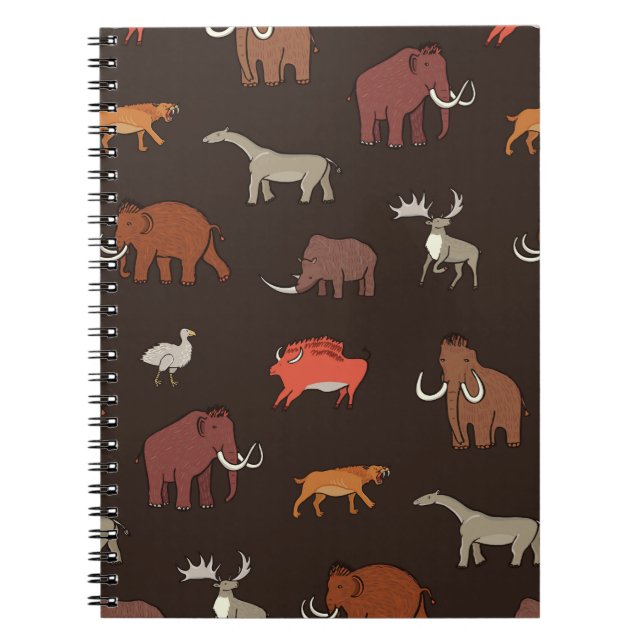 Cuaderno Era de Mamuts: Patrón con tema prehistórico. (Frente)
