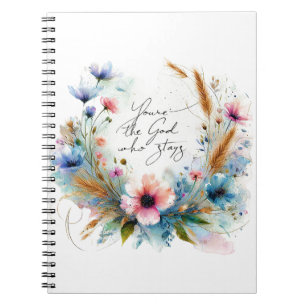 Cuaderno Eres el Dios que permanece, floral acuarela