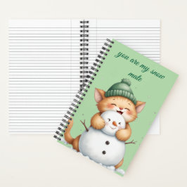 Cuaderno Eres mi compañero de nieve”- Gatito lindo y muñeco