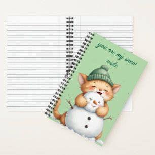 Cuaderno Eres mi compañero de nieve”- Gatito lindo y muñeco